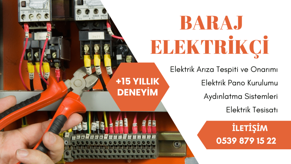 Baraj Elektrikçi banner görseli – hizmetler ve iletişim bilgileriyle profesyonel elektrikçi ilanı.