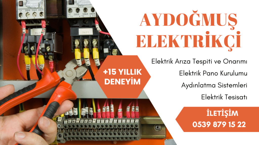 Aydoğmuş Elektrikçi banner görseli – hizmetler ve iletişim bilgileriyle profesyonel elektrikçi ilanı.