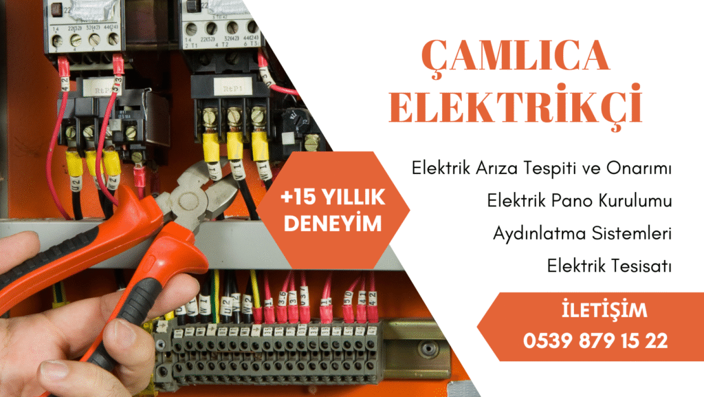 Çamlıca Elektrikçi banner görseli – hizmetler ve iletişim bilgileriyle profesyonel elektrikçi ilanı.