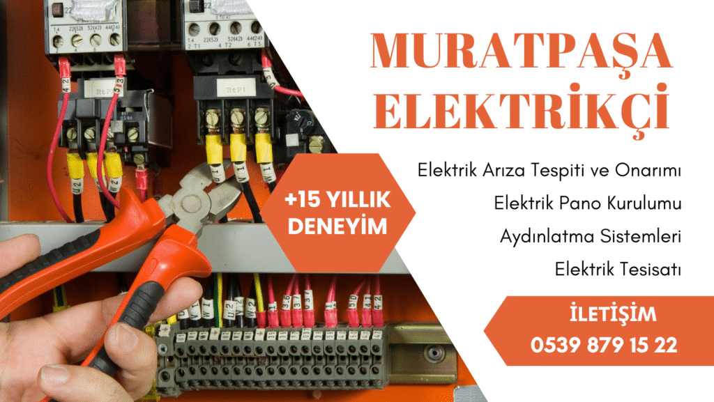 Muratpaşa Elektrikçi banner görseli – hizmetler ve iletişim bilgileriyle profesyonel elektrikçi ilanı.