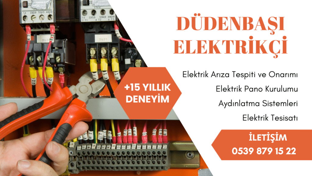 Düdenbaşı Elektrikçi banner görseli – hizmetler ve iletişim bilgileriyle profesyonel elektrikçi ilanı.